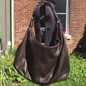 Sigrid Olsen Leather Hobo Tote Bag W/Chain Strap